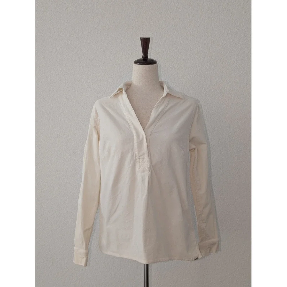 Duluth Trading Co Womens XS Corduroy Pullover Shirt Cream